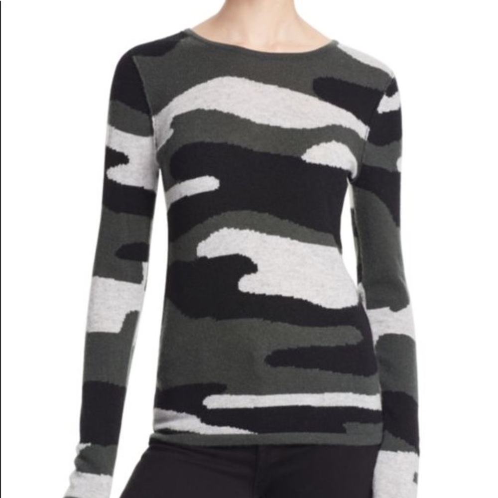 AQUA camo crewneck cashmere